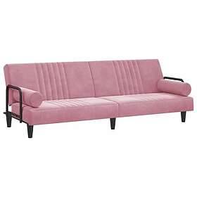 vidaXL Bäddsoffa med armstöd rosa sammet 351897