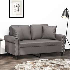vidaXL 2-sits soffa med prydnadskuddar grå 120 cm konstläder 3200927