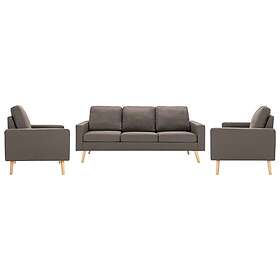 vidaXL Soffgrupp 3 delar tyg taupe 3056652