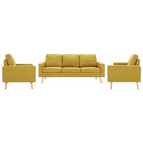 vidaXL Soffgrupp 3 delar tyg gul 3056650