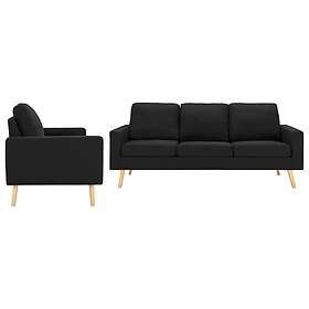 vidaXL Soffgrupp 2 delar tyg svart 3056643