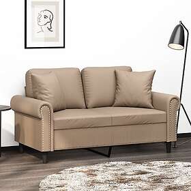 vidaXL 2-sits soffa med prydnadskuddar cappuccino 120 cm konstläder 3200929
