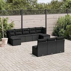 vidaXL Loungegrupp 10 delar med svarta dynor konstrotting 3250124