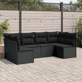vidaXL Loungegrupp med dynor 6 delar svart konstrotting 3217385