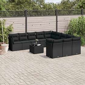 vidaXL Loungegrupp med dynor 12 delar svart konstrotting 3218415