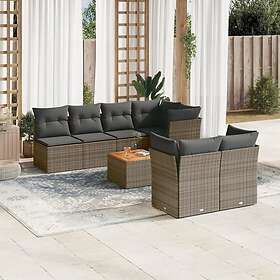 vidaXL Loungegrupp för trädgården med dynor 8 delar grå konstrotting 3223519