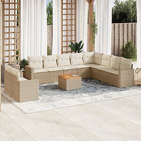 vidaXL Loungegrupp för trädgården m. dynor 11 delar beige konstrotting 3224196