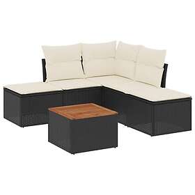 vidaXL Loungegrupp med dynor 6 delar svart konstrotting 3223669