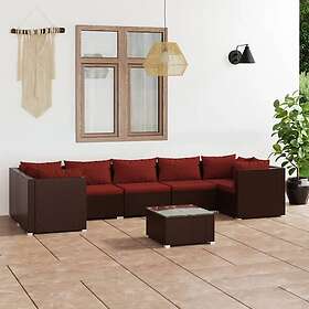 vidaXL Loungegrupp med dynor 8 delar konstrotting brun 3101963