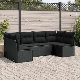 vidaXL Loungegrupp med dynor 6 delar svart konstrotting 3249224
