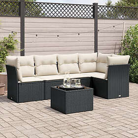 vidaXL Loungegrupp med dynor 6 delar svart konstrotting 3249445