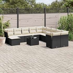 vidaXL Loungegrupp med dynor 12 delar svart konstrotting 3218616