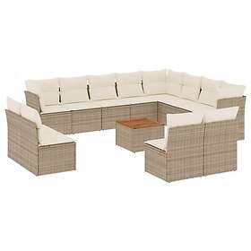 vidaXL Soffgrupp för trädgården med dynor 13 delar beige konstrotting 3223930