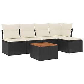 vidaXL Loungegrupp med dynor 6 delar svart konstrotting 3223599