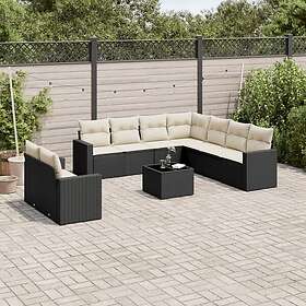 vidaXL Loungegrupp 10 delar med svarta dynor konstrotting 3219146