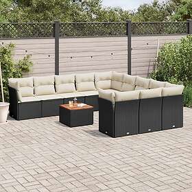 vidaXL Loungegrupp med dynor 12 delar svart konstrotting 3223907