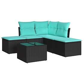 vidaXL Loungegrupp med dynor 6 delar svart konstrotting 3249565