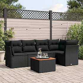 vidaXL Loungegrupp med dynor 6 delar svart konstrotting 3223626