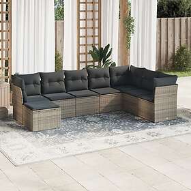 vidaXL Loungegrupp för trädgården med dynor 8 delar grå konstrotting 3218050