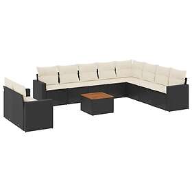 vidaXL Loungegrupp för trädgården m. dynor 11 delar konstrotting svart 3224194