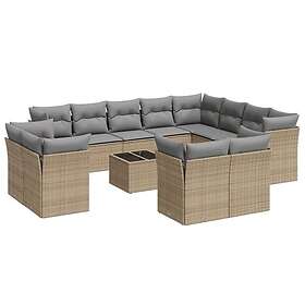 vidaXL Soffgrupp för trädgården med dynor 13 delar beige konstrotting 3218539
