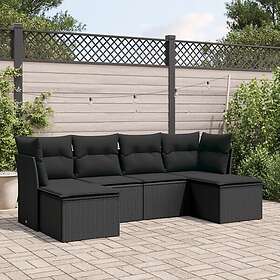 vidaXL Loungegrupp med dynor 6 delar svart konstrotting 3218005