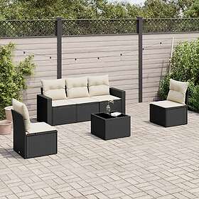 vidaXL Loungegrupp med dynor 6 delar svart konstrotting 3218786