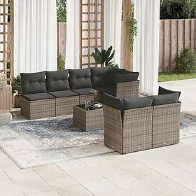 vidaXL Loungegrupp för trädgården med dynor 8 delar grå konstrotting 3217300