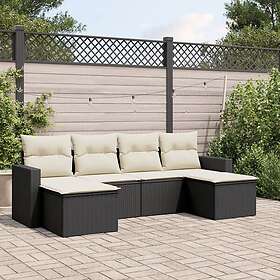 vidaXL Loungegrupp med dynor 6 delar svart konstrotting 3219306