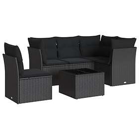 vidaXL Loungegrupp med dynor 6 delar svart konstrotting 3217645