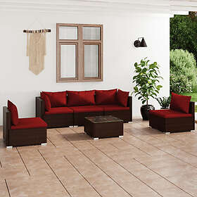 vidaXL Loungegrupp för trädgården med dynor 6 delar konstrotting brun 3102195