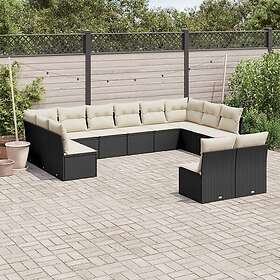 vidaXL Loungegrupp med dynor 12 delar svart konstrotting 3218366
