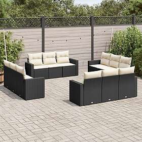 vidaXL Loungegrupp med dynor 12 delar svart konstrotting 3218756