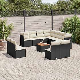 vidaXL Loungegrupp med dynor 12 delar svart konstrotting 3223704