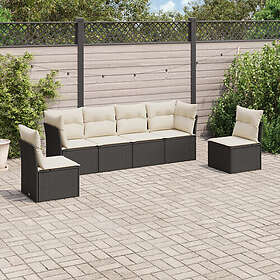 vidaXL Loungegrupp med dynor 6 delar svart konstrotting 3249205