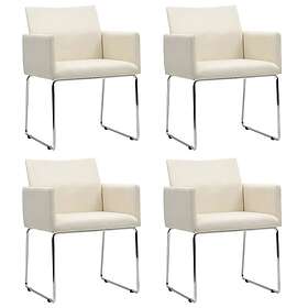 vidaXL Matstolar 4 st linnedesign vit tyg 275582