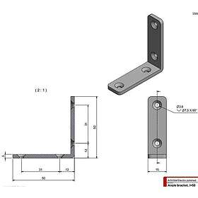 Roca Vinkelbeslag Rostfritt, 50mm