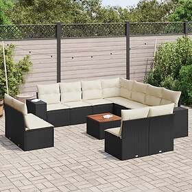 vidaXL Loungegrupp med dynor 12 delar svart konstrotting 3225503