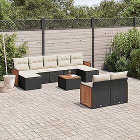vidaXL Loungegrupp 10 delar med svarta dynor konstrotting 3260488