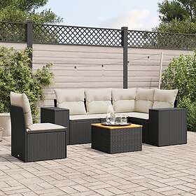 vidaXL Loungegrupp med dynor 6 delar svart konstrotting 3225447