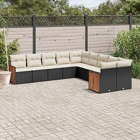 vidaXL Loungegrupp 10 delar med svarta dynor konstrotting 3260432