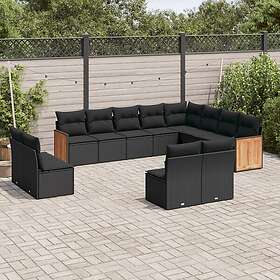 vidaXL Loungegrupp med dynor 12 delar svart konstrotting 3260550