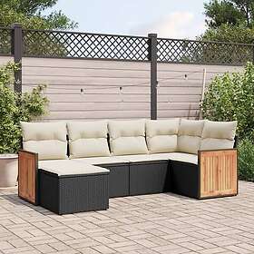 vidaXL Loungegrupp med dynor 6 delar svart konstrotting 3260257