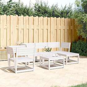 vidaXL Loungegrupp för trädgården 5 delar vit massiv furu 3216916