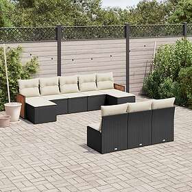 vidaXL Loungegrupp 10 delar med svarta dynor konstrotting 3260467