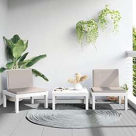 vidaXL Loungegrupp 3 delar med dynor vit PP 3203732