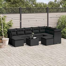 vidaXL Loungegrupp 10 delar med svarta dynor konstrotting 3250414