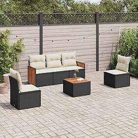vidaXL Loungegrupp med dynor 6 delar svart konstrotting 3259935