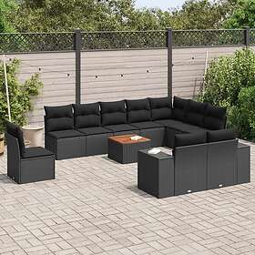 vidaXL Loungegrupp för trädgården m. dynor 11 delar konstrotting svart 3257826