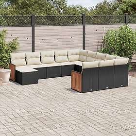 vidaXL Loungegrupp med dynor 12 delar svart konstrotting 3260663